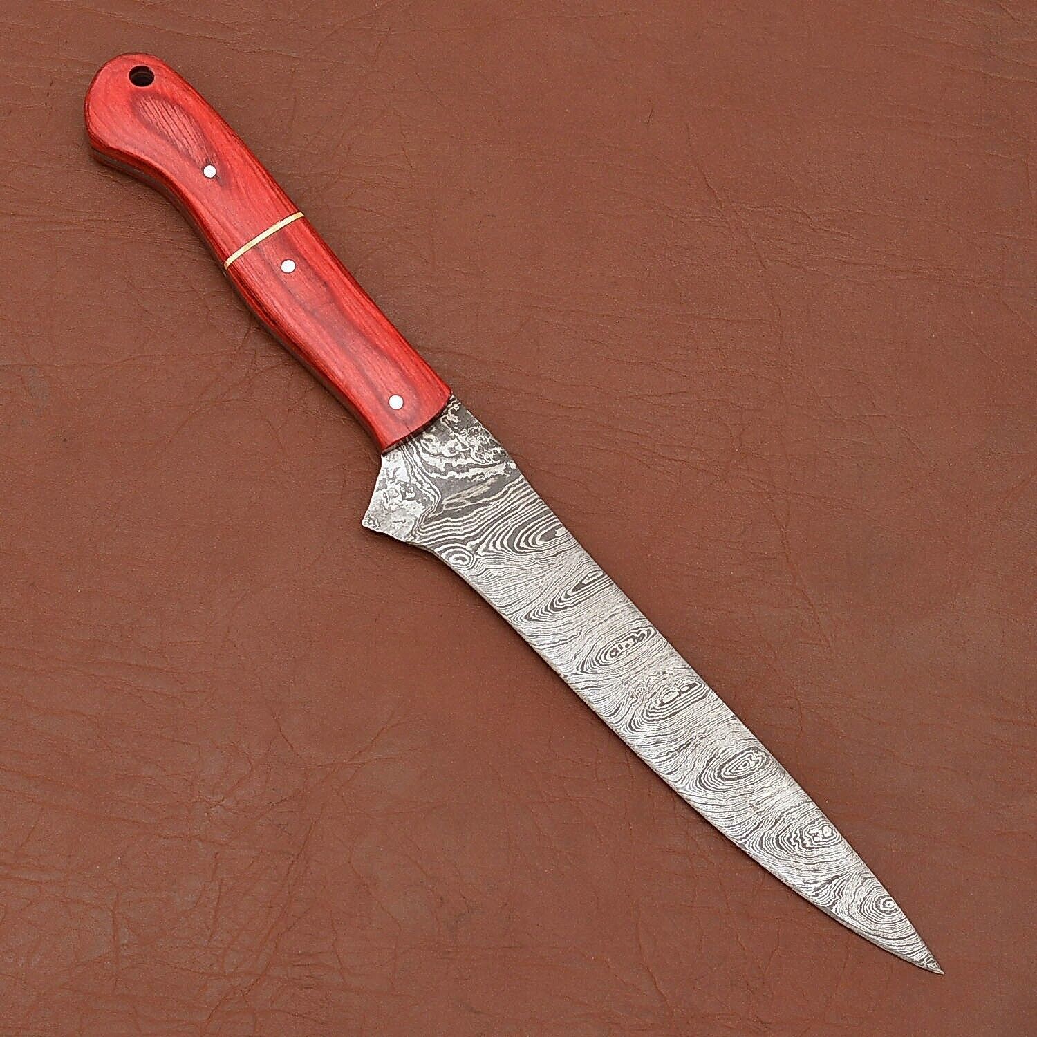 Classic Damascus Steel Chef Knife  Handcrafted Blade With Wooden Handle 1