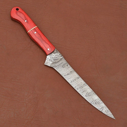 Classic Damascus Steel Chef Knife  Handcrafted Blade With Wooden Handle 1