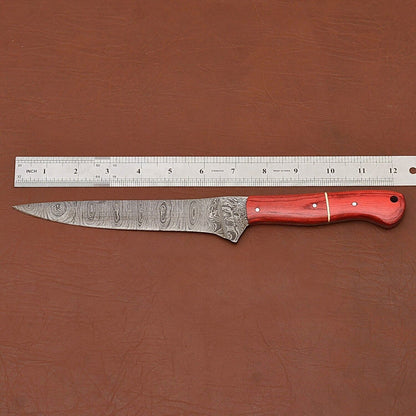 Classic Damascus Steel Chef Knife  Handcrafted Blade With Wooden Handle 2
