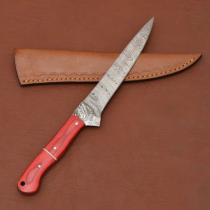Classic Damascus Steel Chef Knife  Handcrafted Blade With Wooden Handle 3