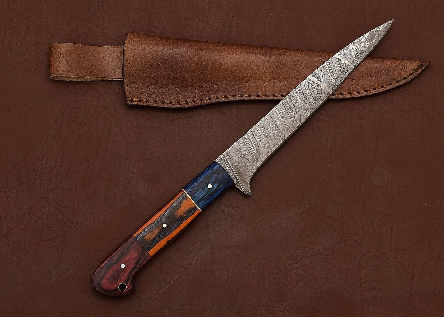 Exquisite Damascus Steel Fillet Knife  HandForged Chef Knife With Pakka Wood Handle 1