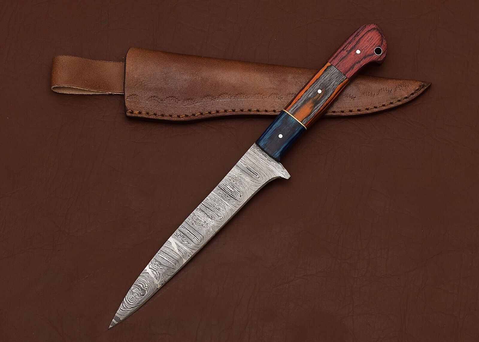 Exquisite Damascus Steel Fillet Knife  HandForged Chef Knife With Pakka Wood Handle 2