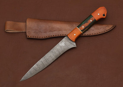 Damascus Steel Fillet Knife  HandForged Chef Knife With Pakka Wood Handle 2