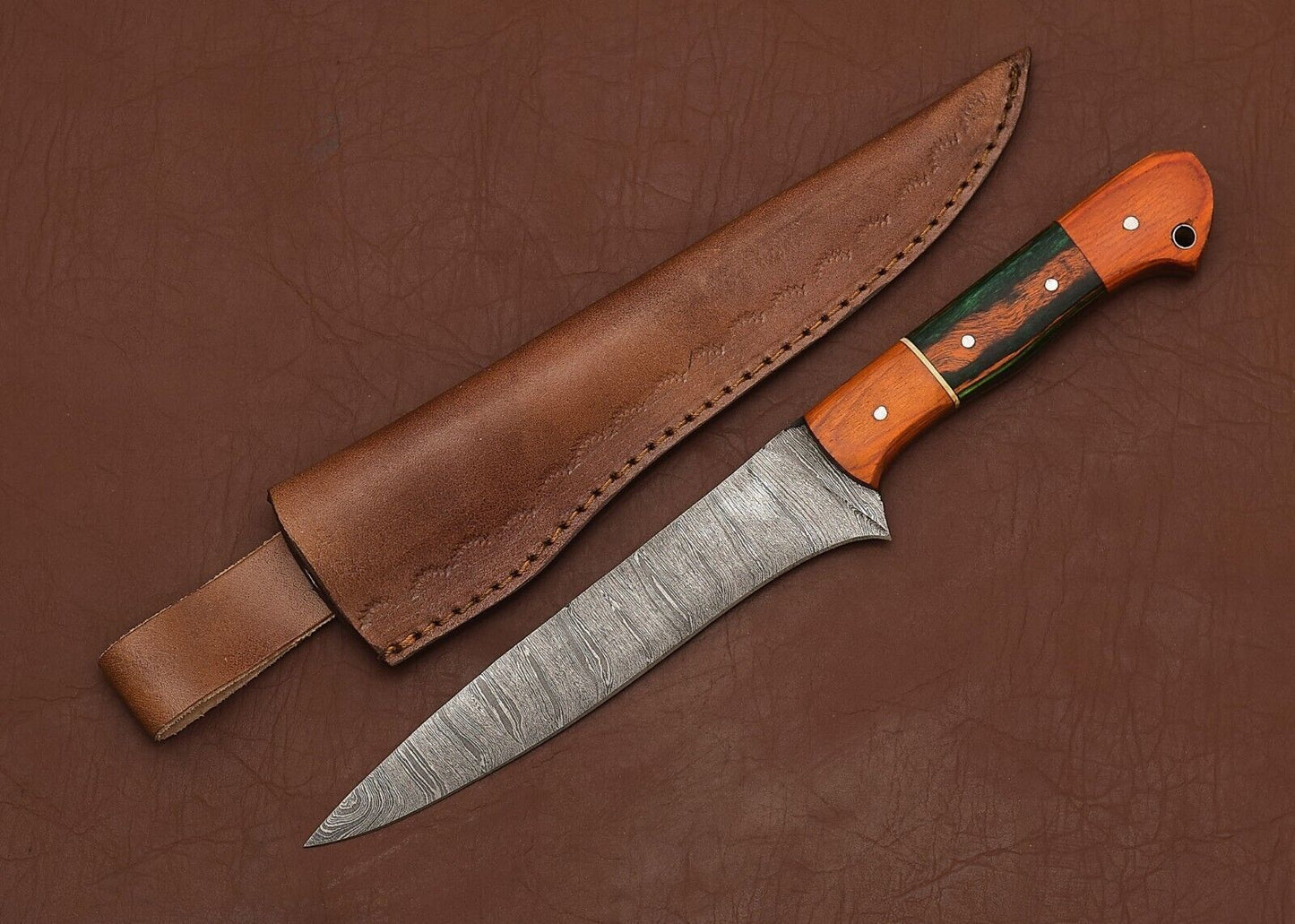 Damascus Steel Fillet Knife – Hand-Forged Chef Knife with Pakka Wood Handle
