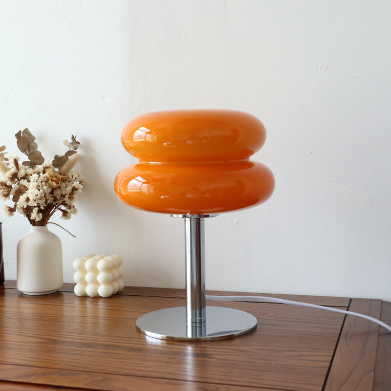 Macaron Glass Table Lamp, Trichromatic Dimmable Night Light, Eye Protection Bedside Lamp for Living Room