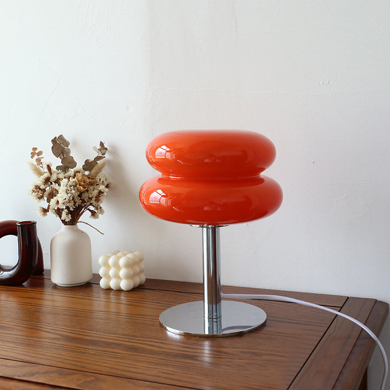 Macaron Glass Table Lamp, Trichromatic Dimmable Night Light, Eye Protection Bedside Lamp for Living Room