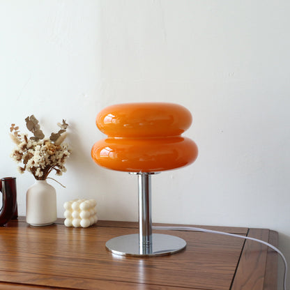Macaron Glass Table Lamp, Trichromatic Dimmable Night Light, Eye Protection Bedside Lamp for Living Room