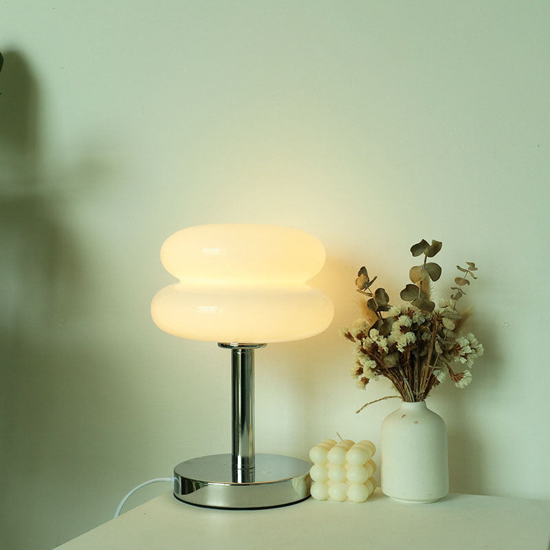 Macaron Glass Table Lamp, Trichromatic Dimmable Night Light, Eye Protection Bedside Lamp for Living Room