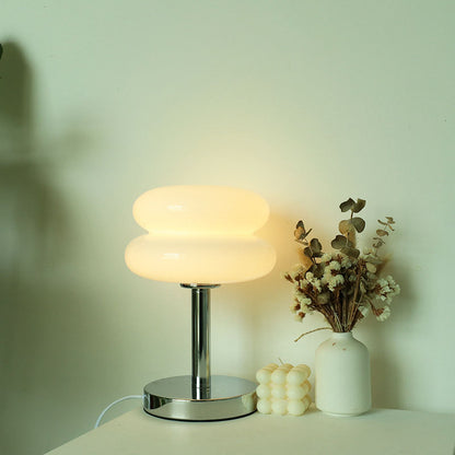 Macaron Glass Table Lamp, Trichromatic Dimmable Night Light, Eye Protection Bedside Lamp for Living Room