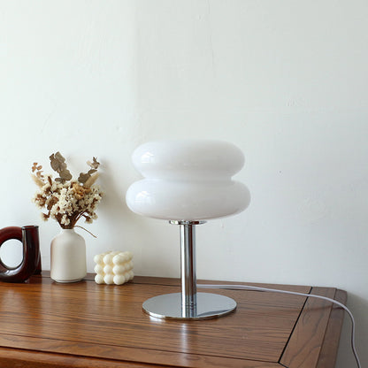 Macaron Glass Table Lamp, Trichromatic Dimmable Night Light, Eye Protection Bedside Lamp for Living Room