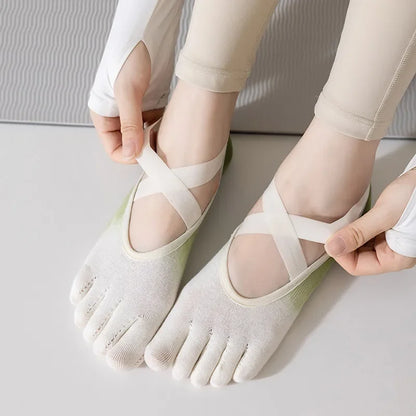 Professional FiveFinger Yoga Socks Breathable Bandage Ballet Pilates Socks For Women NonSlip Backle 5