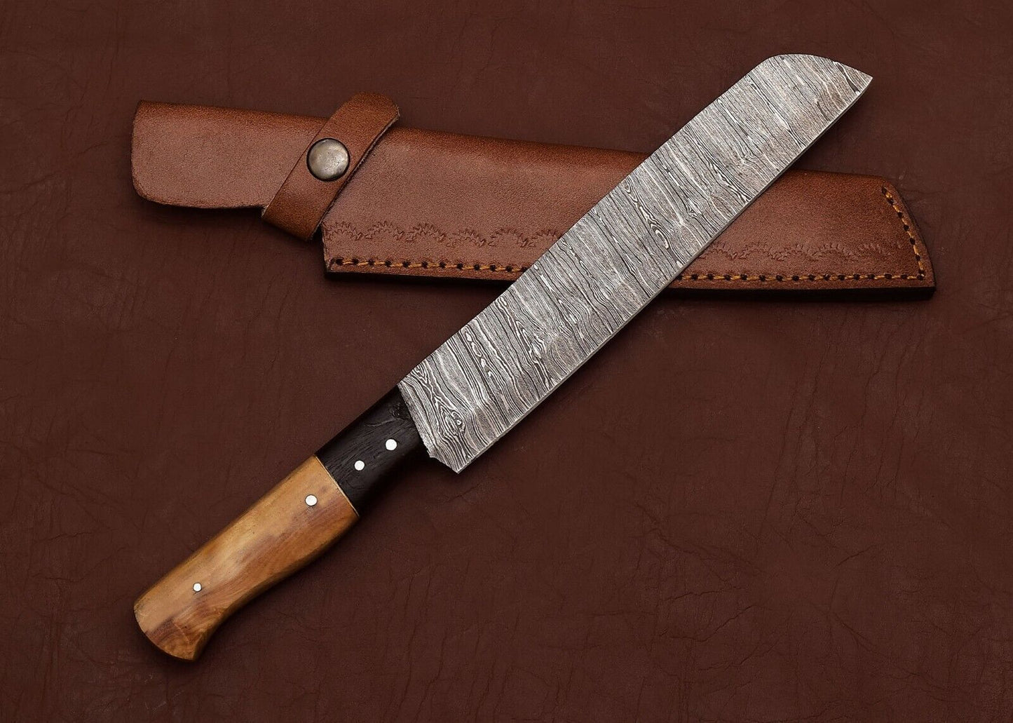 Damascus Heritage Series Chef Knife  HandForged Steel With Pakka Wood Handle 1
