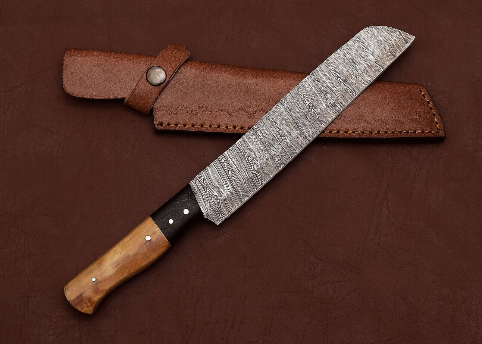 Damascus Heritage Series Chef Knife  HandForged Steel With Pakka Wood Handle 1