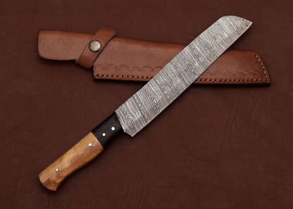 Damascus Heritage Series Chef Knife  HandForged Steel With Pakka Wood Handle 1