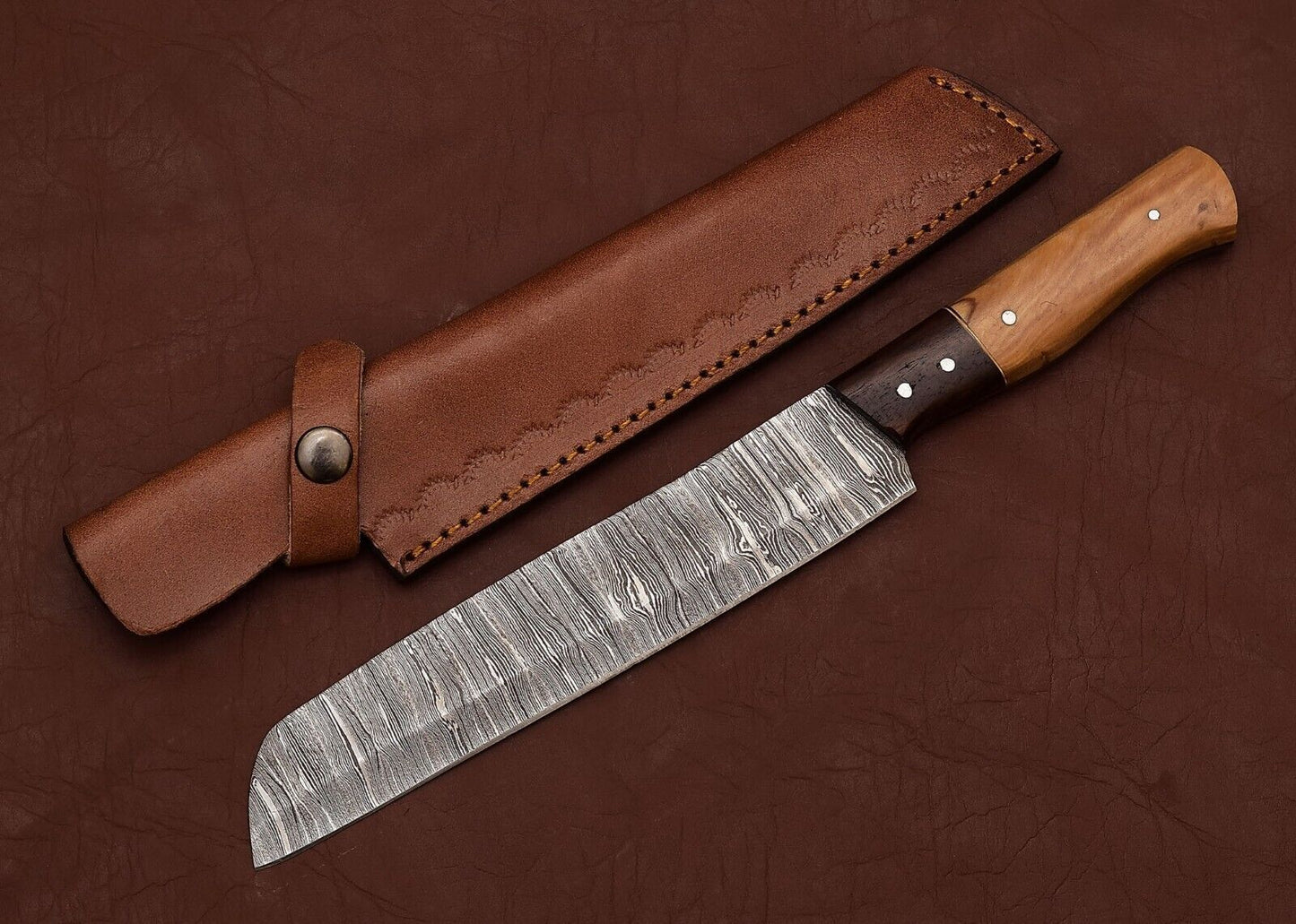 Damascus Heritage Series Chef Knife – Hand-Forged Steel with Pakka Wood Handle