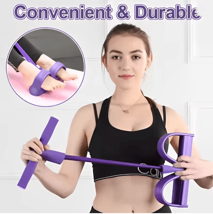 FlexCore 4 Tube Pedal Resistance Band Full Body Fitness Trainer 1