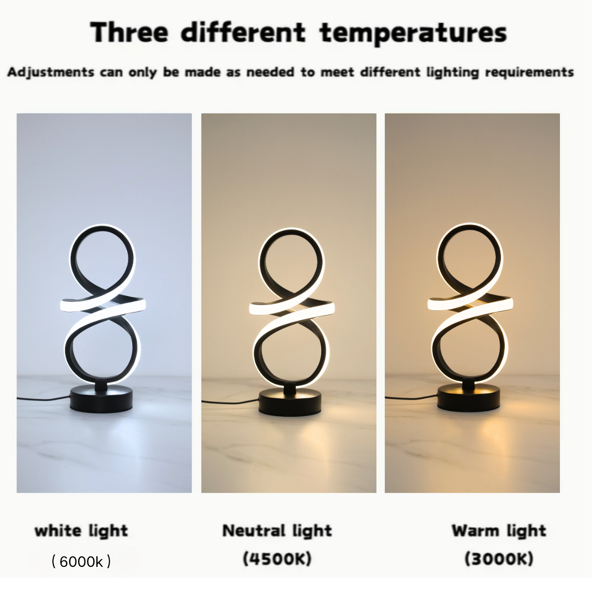 Adjustable 3 Color LED Table Lamp, with USB Power Supply, for Home Office, Bedroom, and Study Room
