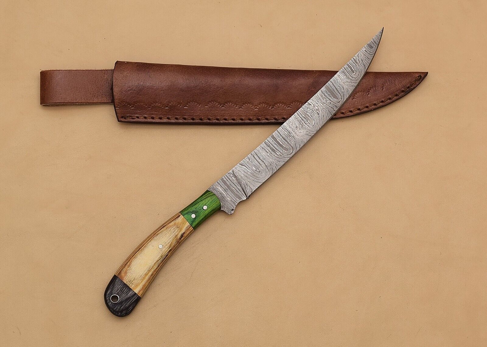 Supreme Cut Damascus Steel Chef Knife  Elegant Pakka Wood Handle Design 1