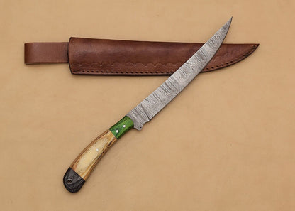 Supreme Cut Damascus Steel Chef Knife  Elegant Pakka Wood Handle Design 1