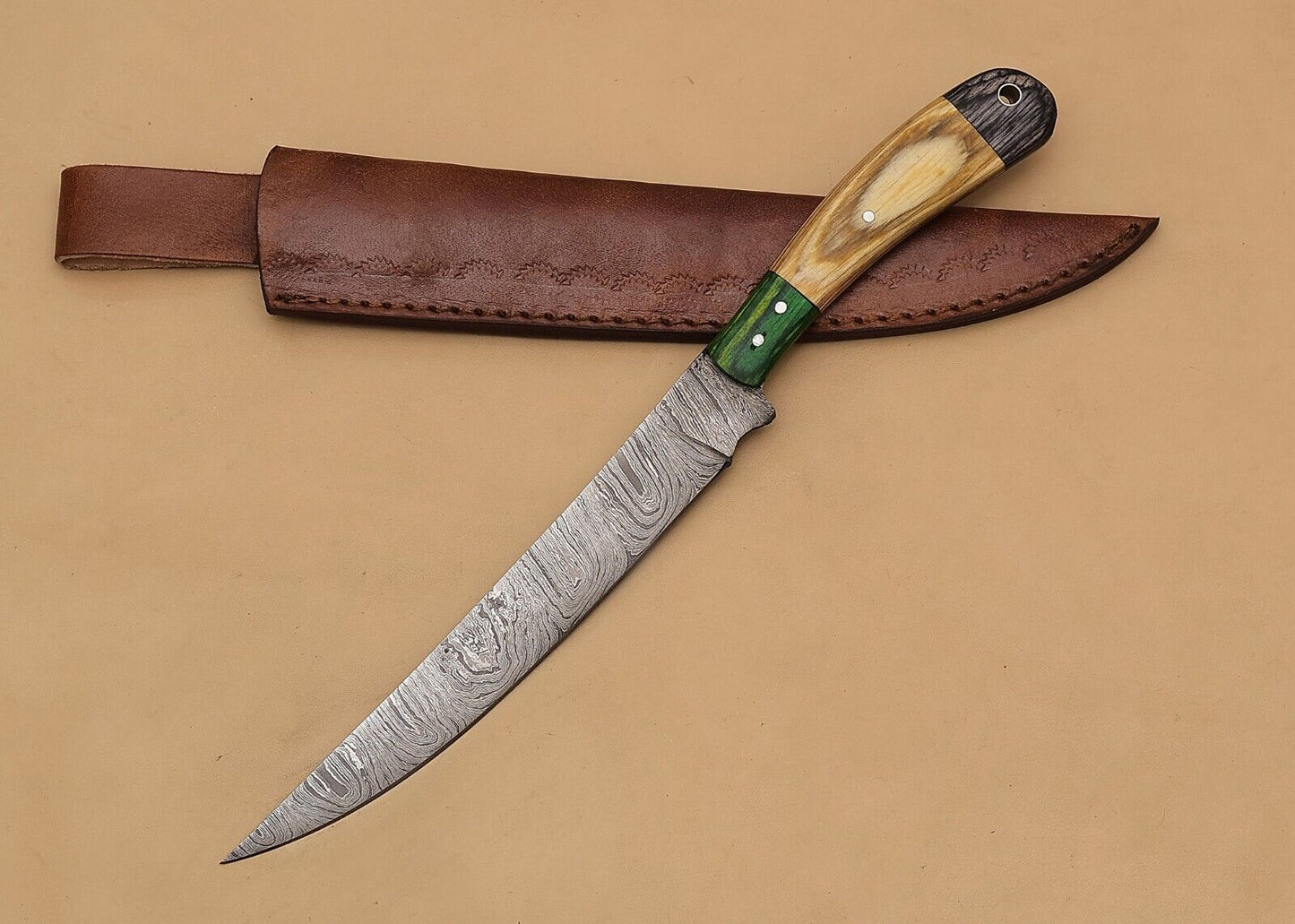 Supreme Cut Damascus Steel Chef Knife – Elegant Pakka Wood Handle Design