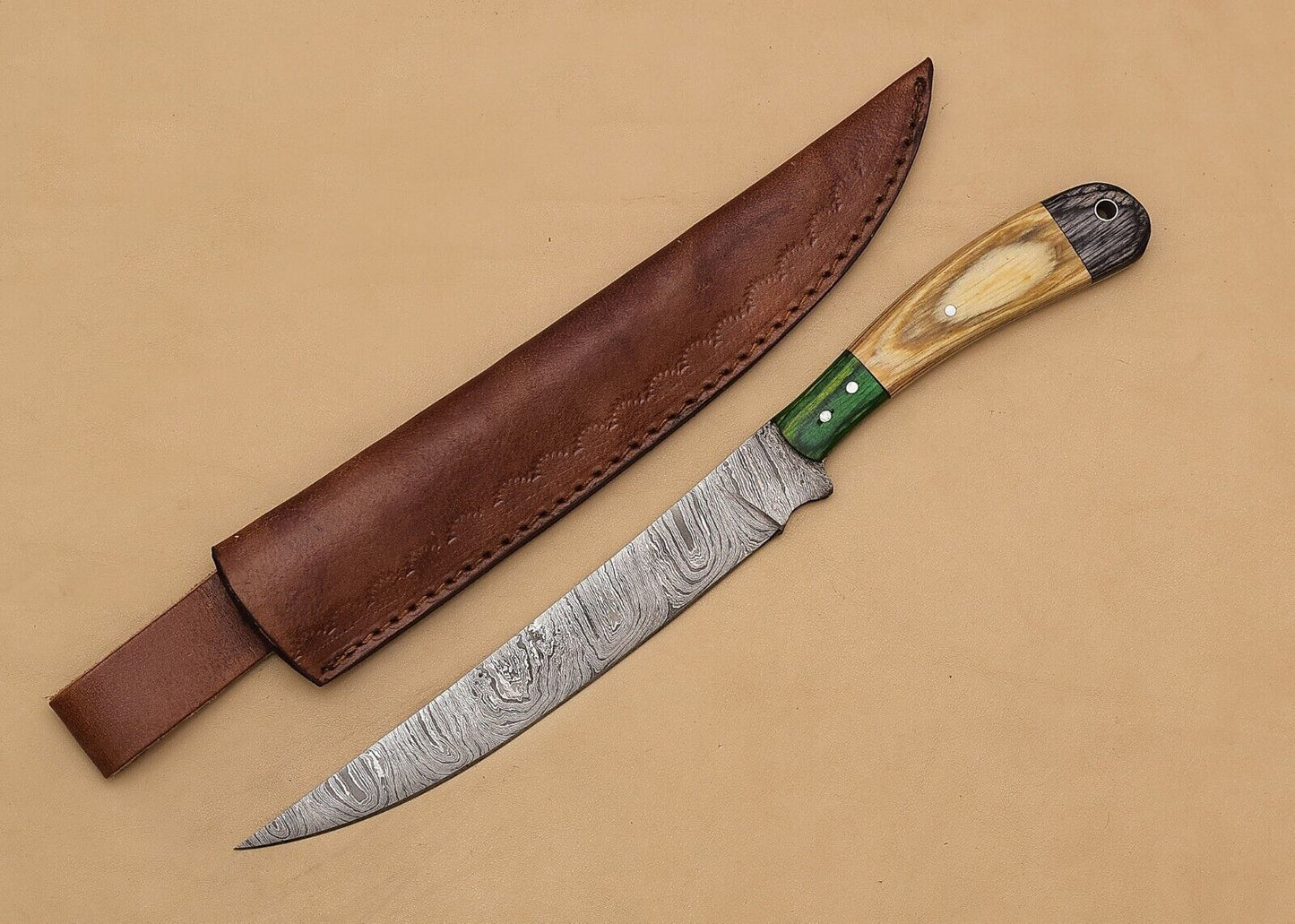 Supreme Cut Damascus Steel Chef Knife  Elegant Pakka Wood Handle Design 2