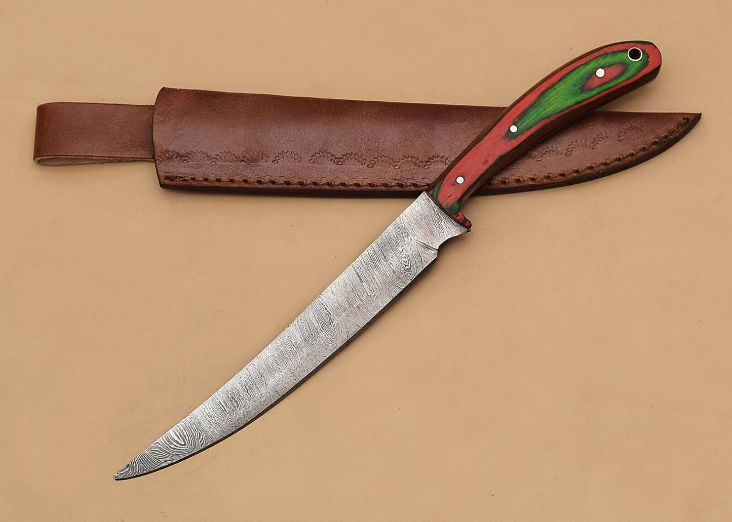 Damascus Perfection  Custom Handmade Fillet Knife For Kitchen  Outdoor Use 2
