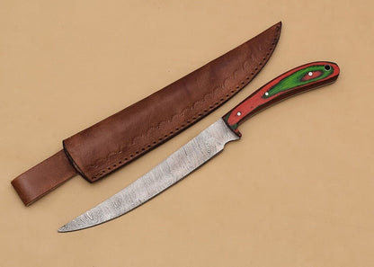 Damascus Perfection – Custom Handmade Fillet Knife for Kitchen & Outdoor Use