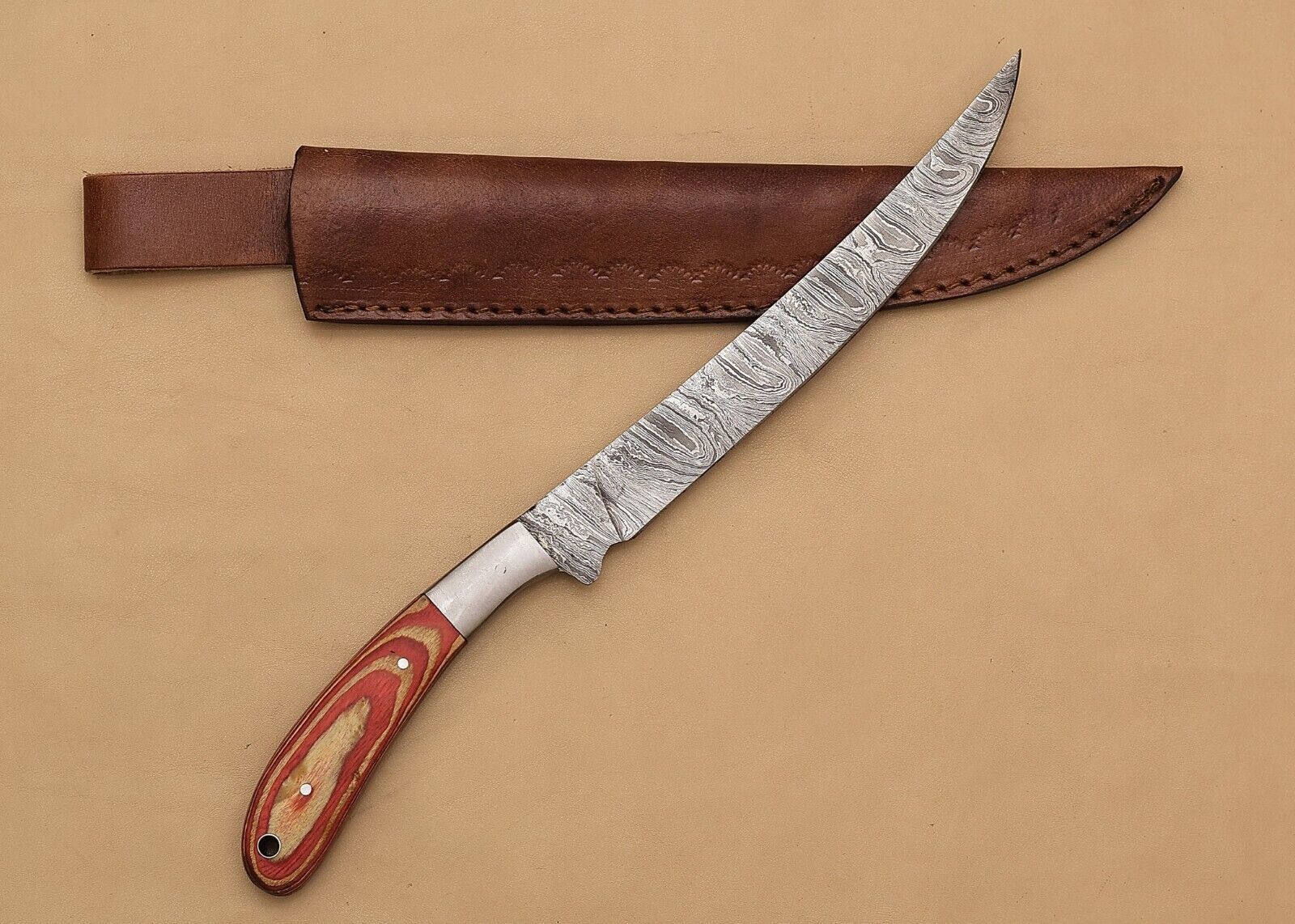 Vintage Craft Damascus Chef Fillet Knife  HandForged Blade For True Artisans 1