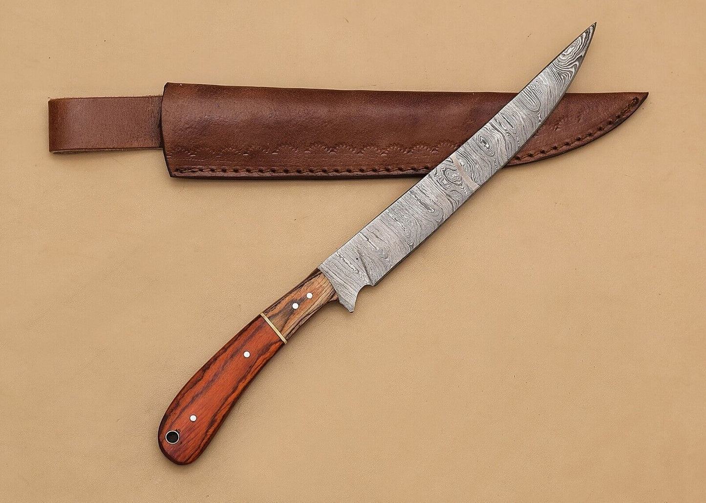 Damascus Precision Edge Knife  Handmade Fillet Tool For Culinary Masters 1