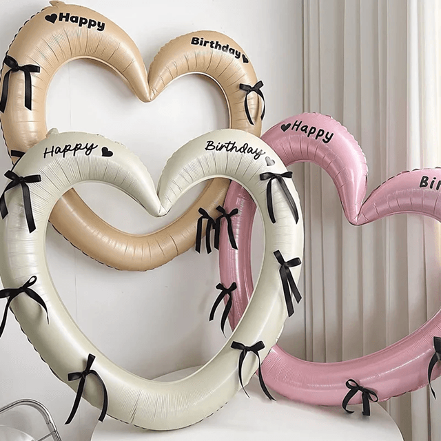 HeartGlow Happy Birthday Photo Frame Balloon Set with Bowknot Decor