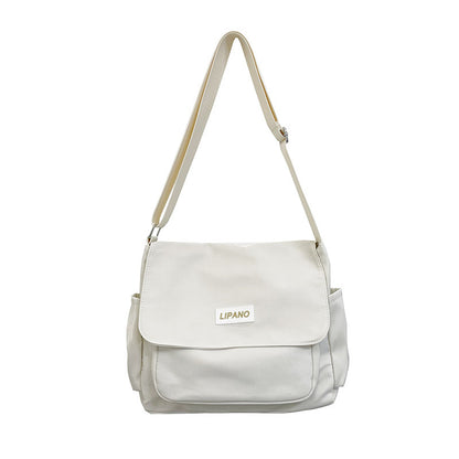 Trendy Mens Messenger Bag, Nylon Shoulder Bag, Student School Crossbody, Solid Color Handbag, Lightweight Travel Bag