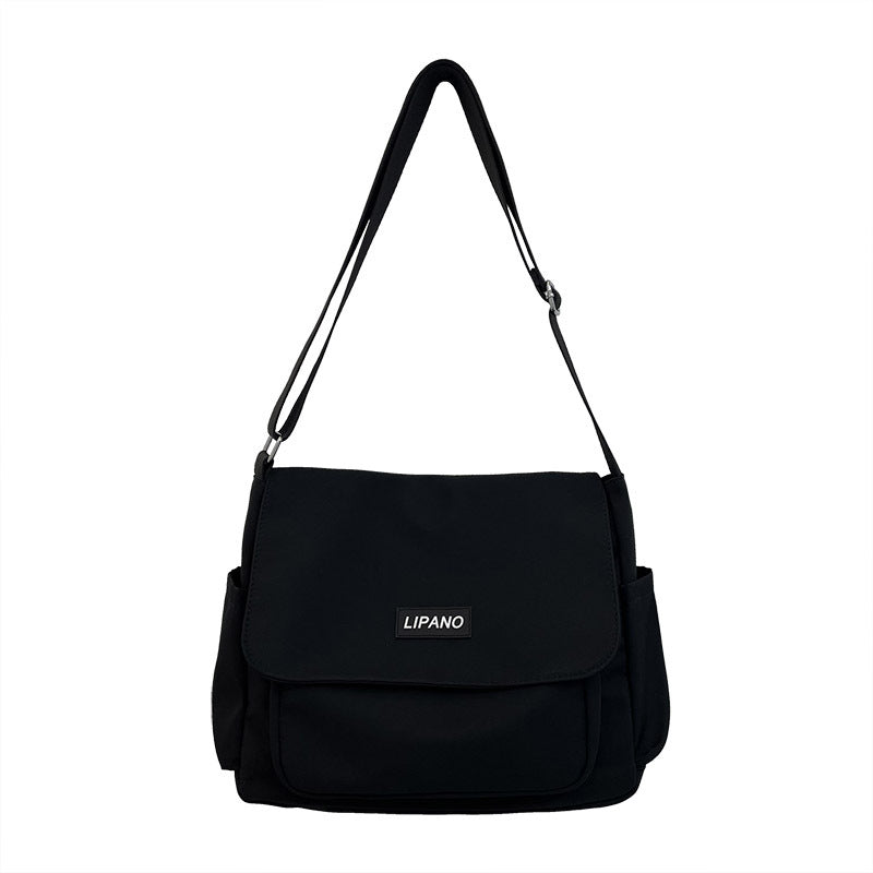 Trendy Mens Messenger Bag, Nylon Shoulder Bag, Student School Crossbody, Solid Color Handbag, Lightweight Travel Bag