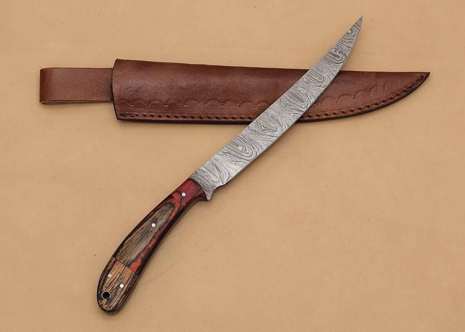 Custom Damascus Chef Knife  Razor Sharp 7 Blade With Wood Grip 1