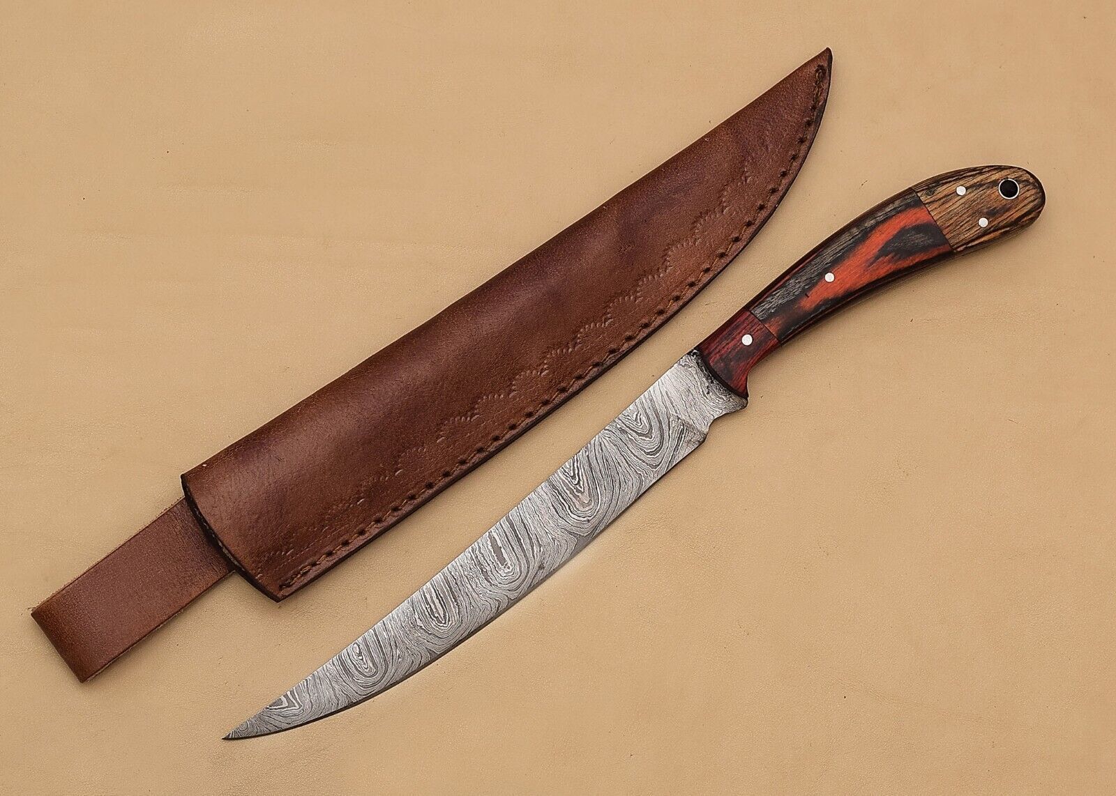 Custom Damascus Chef Knife  Razor Sharp 7 Blade With Wood Grip 2