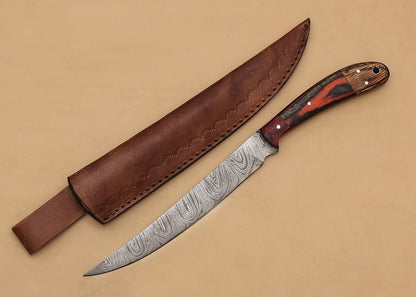 Custom Damascus Chef Knife  Razor Sharp 7 Blade With Wood Grip 2