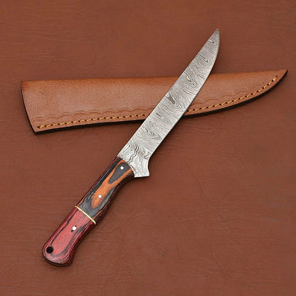Damascus Steel Marvel  Handmade 12 Fillet Knife With Wooden Handle 3
