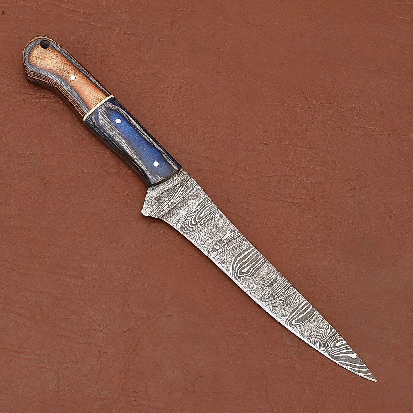 Damascus Drift  HandForged Fillet Knife With Beautiful Wood Handle 1