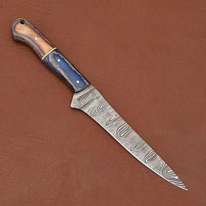 Damascus Drift  HandForged Fillet Knife With Beautiful Wood Handle 1