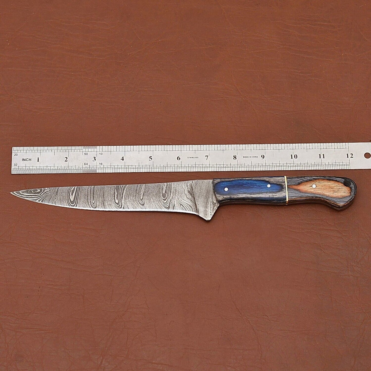 Damascus Drift  HandForged Fillet Knife With Beautiful Wood Handle 2