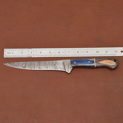 Damascus Drift  HandForged Fillet Knife With Beautiful Wood Handle 2
