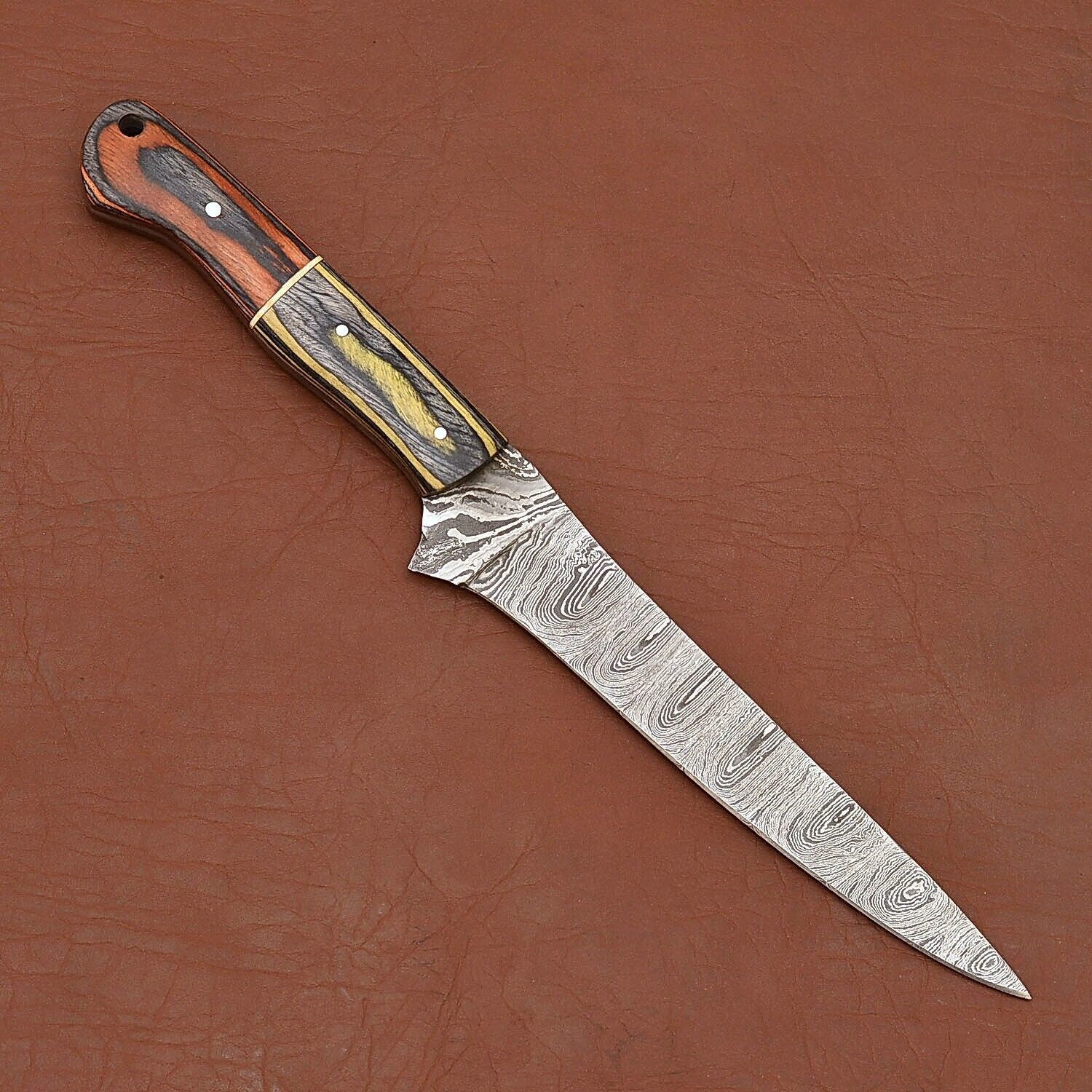 Damascus Legacy Chef Knife  Razor Sharp Fillet Blade With Leather Case 1