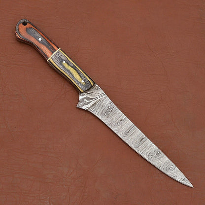 Damascus Legacy Chef Knife  Razor Sharp Fillet Blade With Leather Case 1