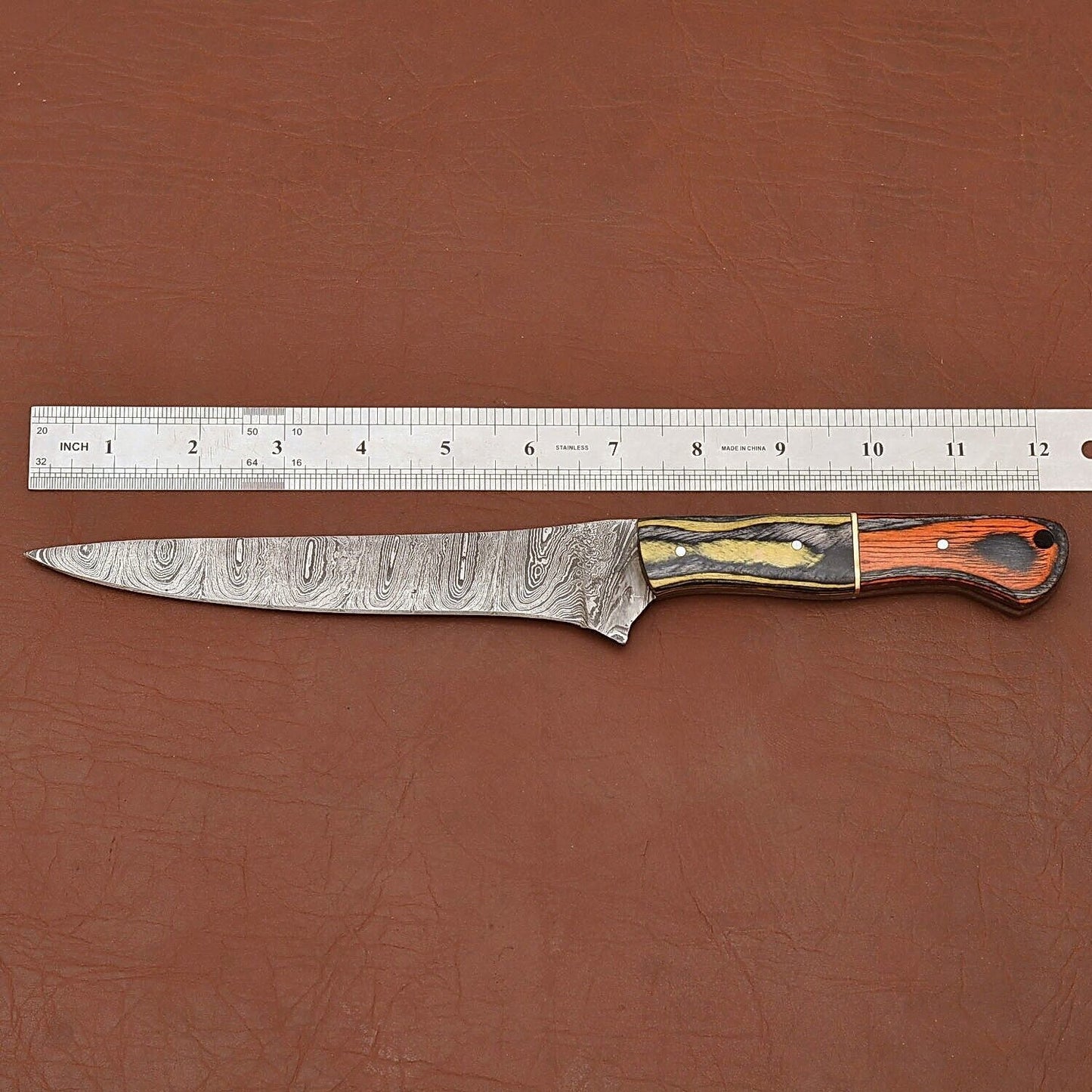 Damascus Legacy Chef Knife  Razor Sharp Fillet Blade With Leather Case 2