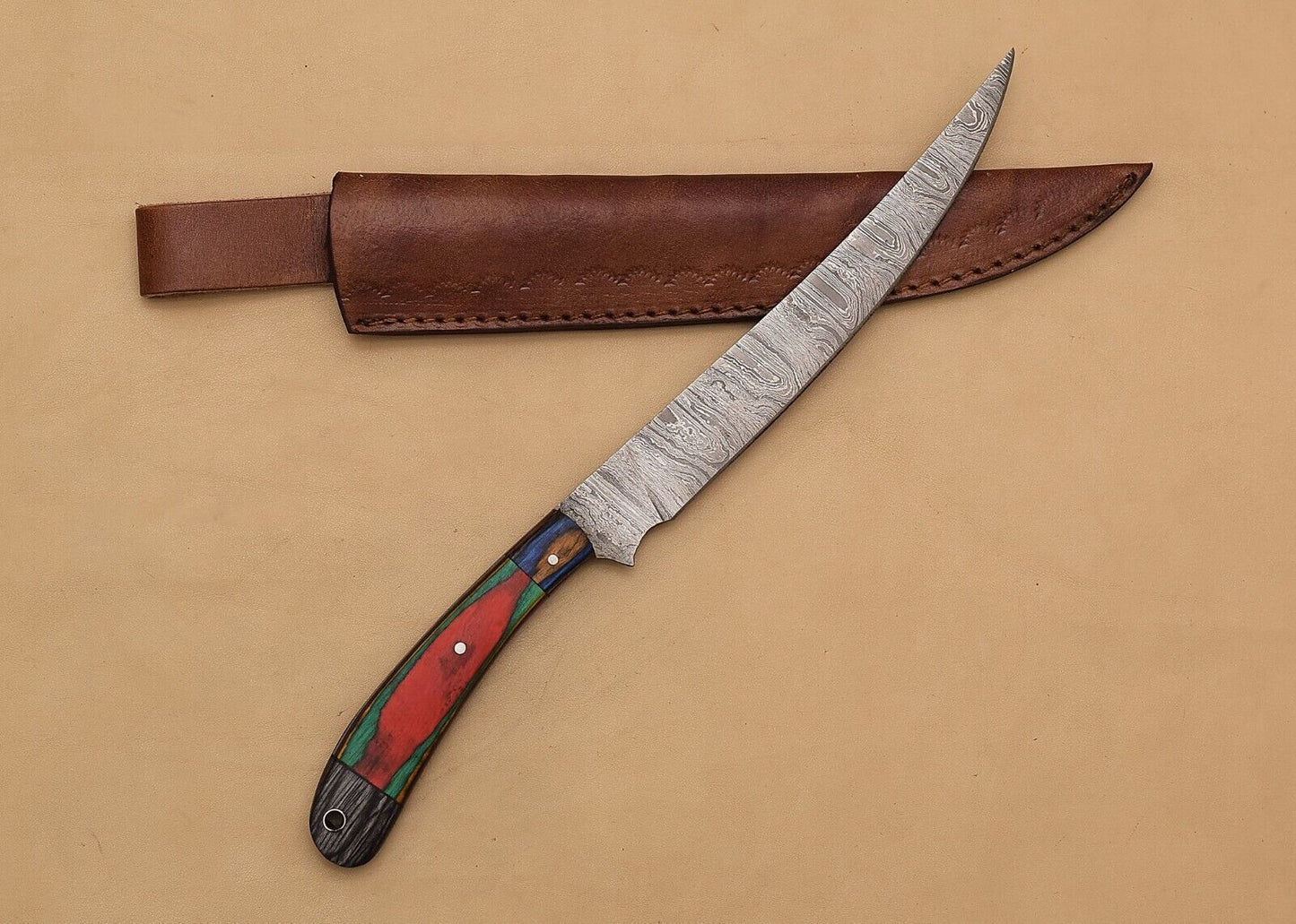 Damascus Monarch Knife  Custom Handmade Fillet Blade Of Distinction 1