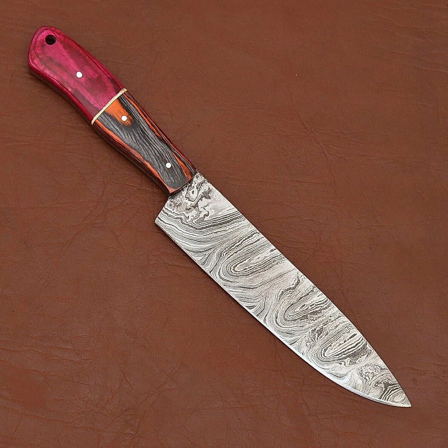 The Crafted Edge  Damascus Steel Fillet Knife With Polished Handle 1