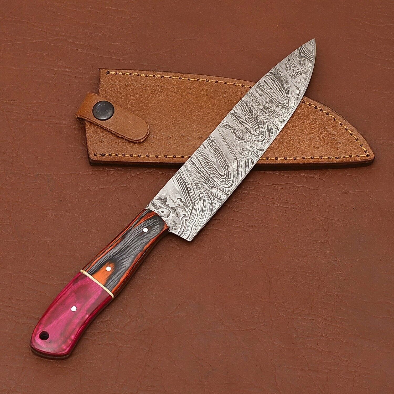 The Crafted Edge  Damascus Steel Fillet Knife With Polished Handle 3