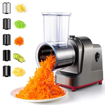 LMETJMA 5-in-1 Electric Vegetable Slicer – Automatic Salad Shooter & Cheese Grater