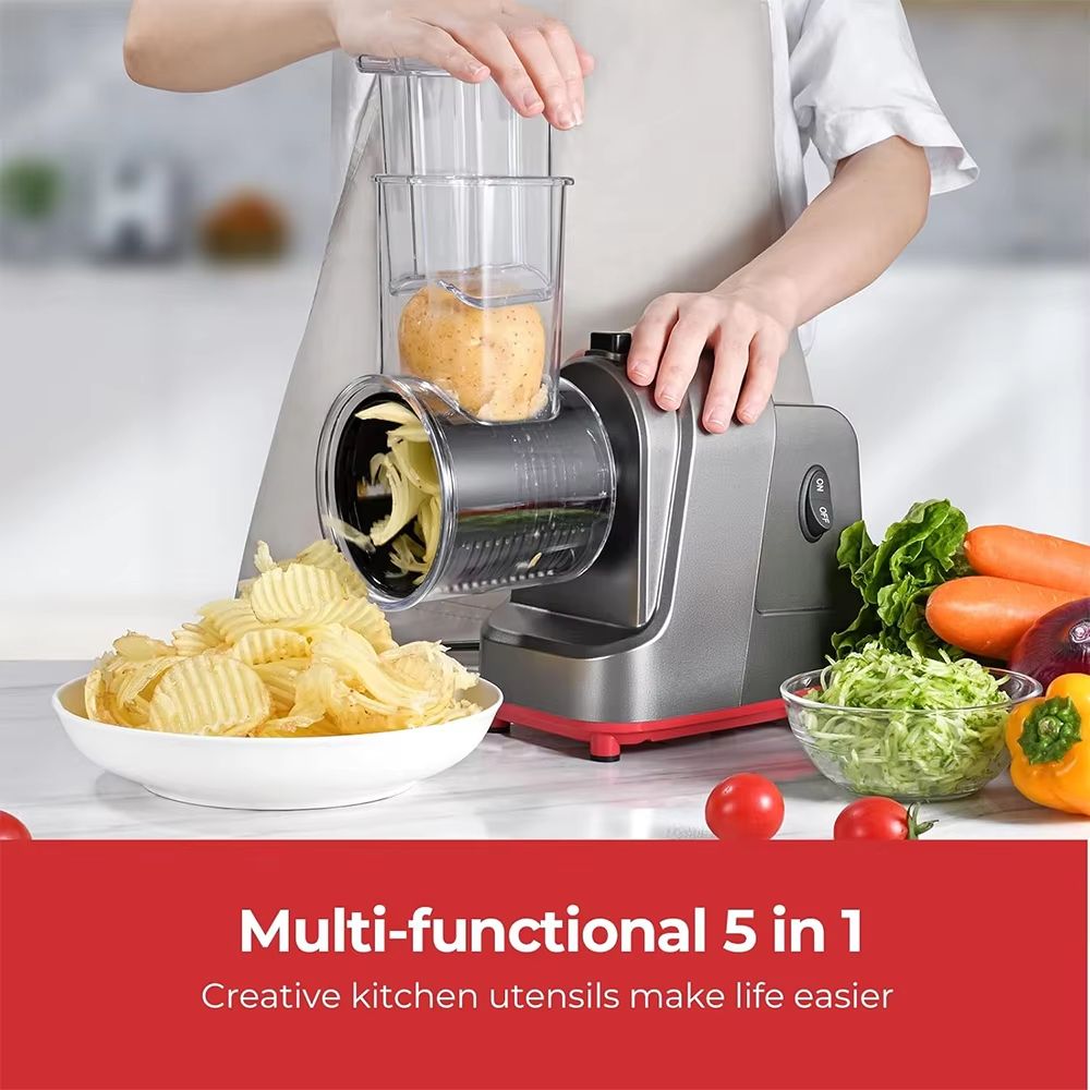 LMETJMA 5in1 Electric Vegetable Slicer  Automatic Salad Shooter  Cheese Grater 2