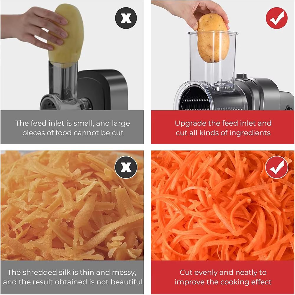 LMETJMA 5in1 Electric Vegetable Slicer  Automatic Salad Shooter  Cheese Grater 3