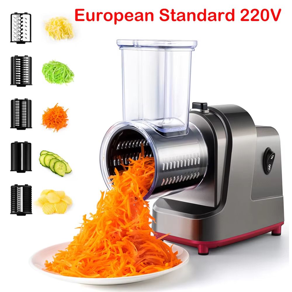 LMETJMA 5in1 Electric Vegetable Slicer  Automatic Salad Shooter  Cheese Grater 6